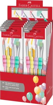 Preview: Faber-Castell Pinselset 4er-Set Pastell 3 Haar- + 1 Borstenpinsel Softgriffstück